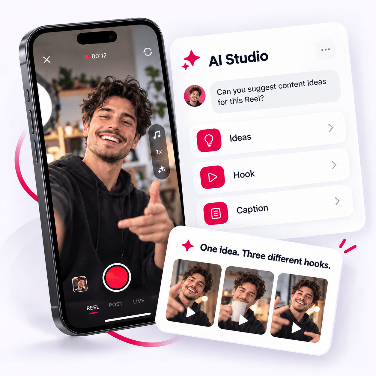 Idea, hook and caption suggestions in AI Studio