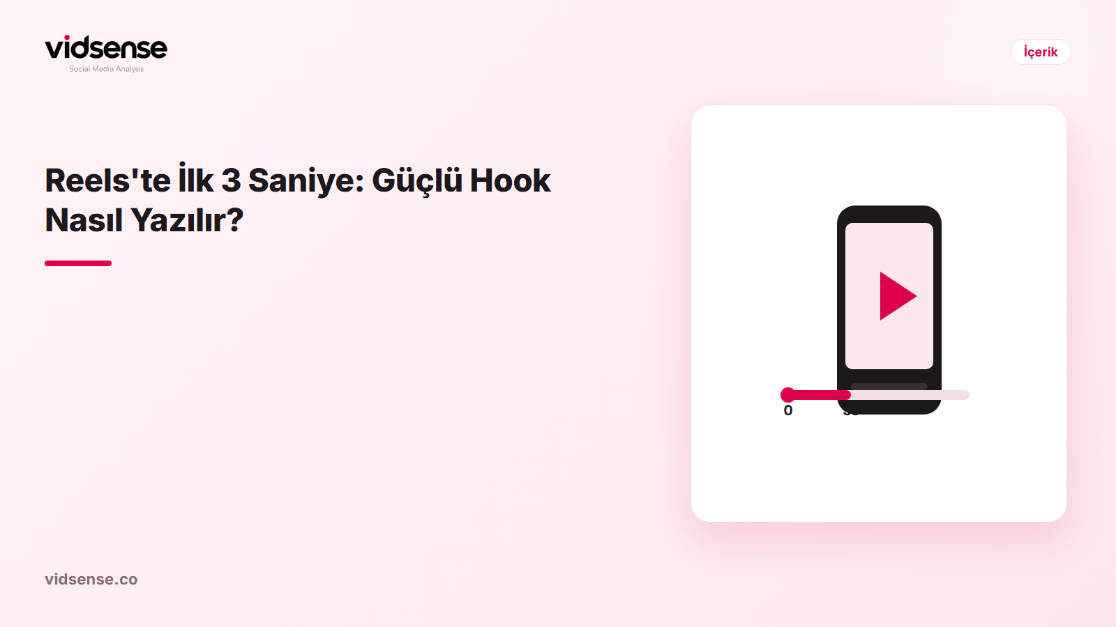 VidSense blog kapak görseli: Reels'te İlk 3 Saniye: Güçlü Hook Nasıl Yazılır?
