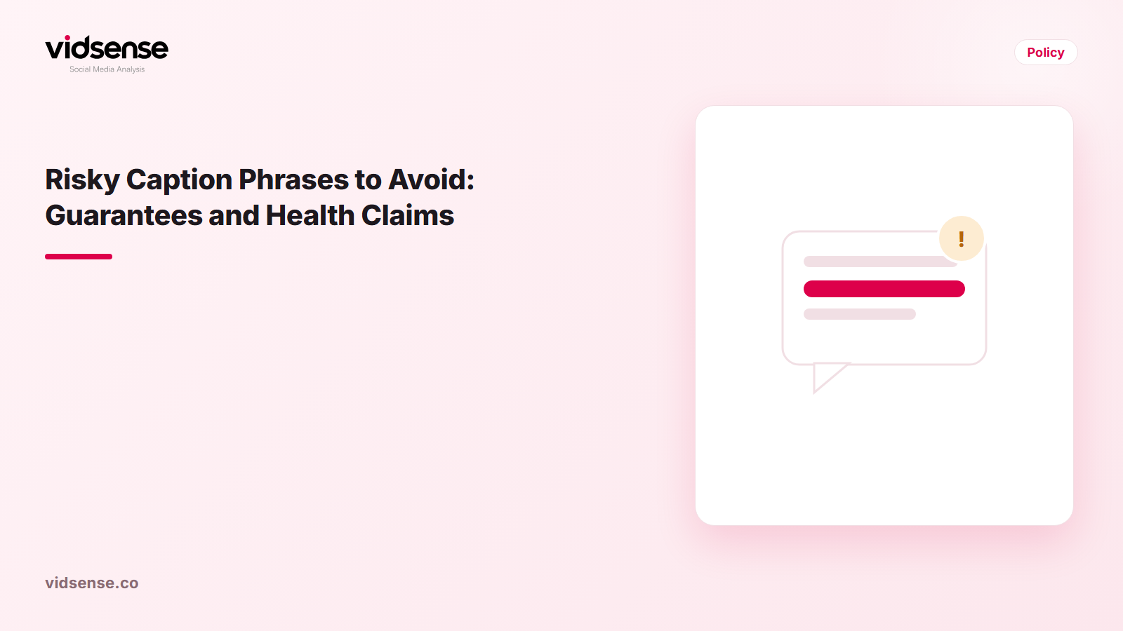 VidSense blog cover image: Risky Caption Phrases to Avoid: Guarantees and Health Claims