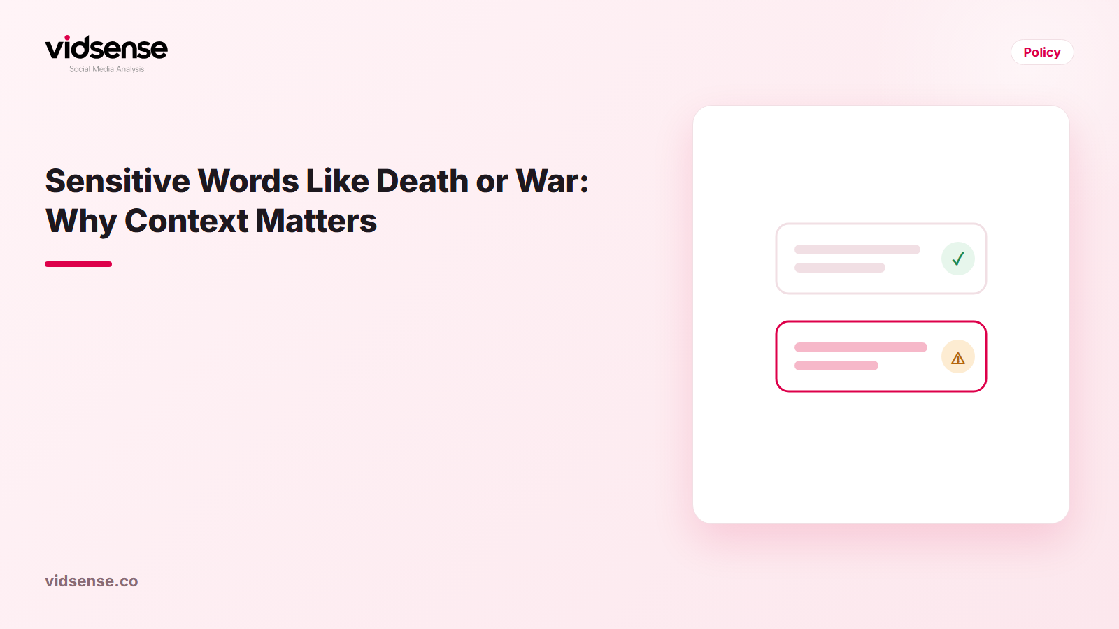 VidSense blog cover image: Sensitive Words Like Death or War: Why Context Matters